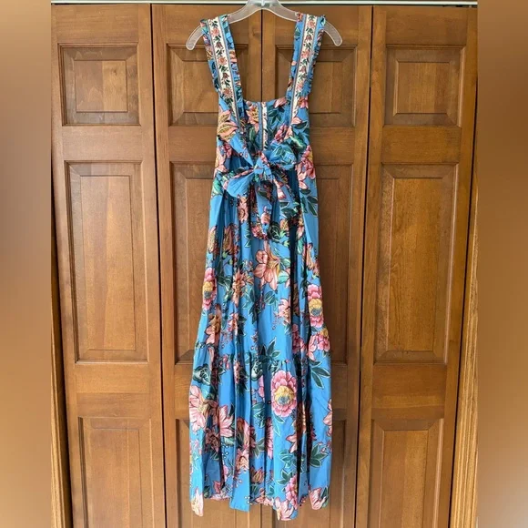 FARM Rio Blue Floral Maxi Dress with Pink & Green Botanicals - Picture 4 of 8